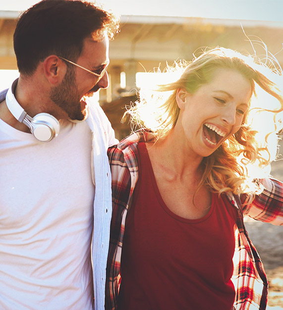 A couple smiling together